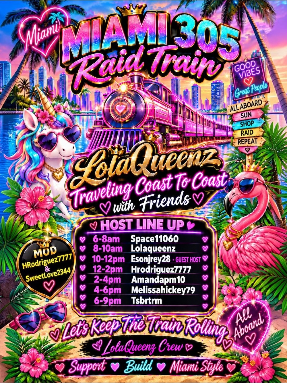 LOLAQUEENZ🦄MIAMI 305 RAID TRAIN🚂MARATHON
